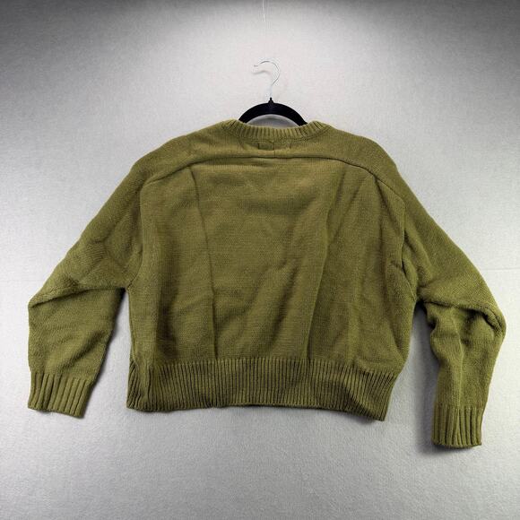 Elodie Women’s Olive Green Ribbed Crew Neck Long Sleeve Knit Sweater Size S - Picture 2 of 9